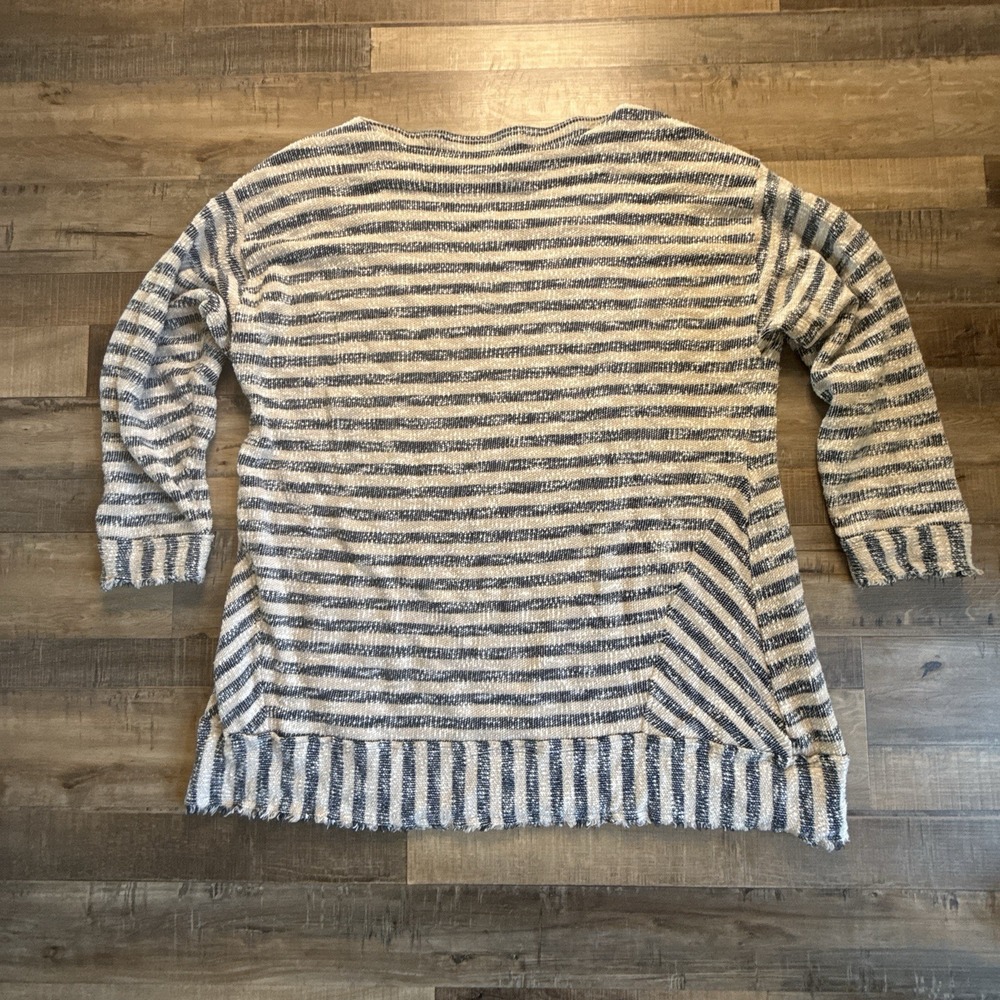Soft Surroundings Marina Striped Tunic Pullover Sz 3X Beige & Black Raw Hem